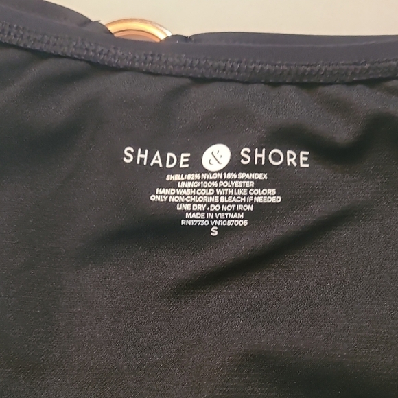 Shade & Shore Womens Black High-Waisted Bikini Bottom NWT Small High Leg - Picture 3 of 8